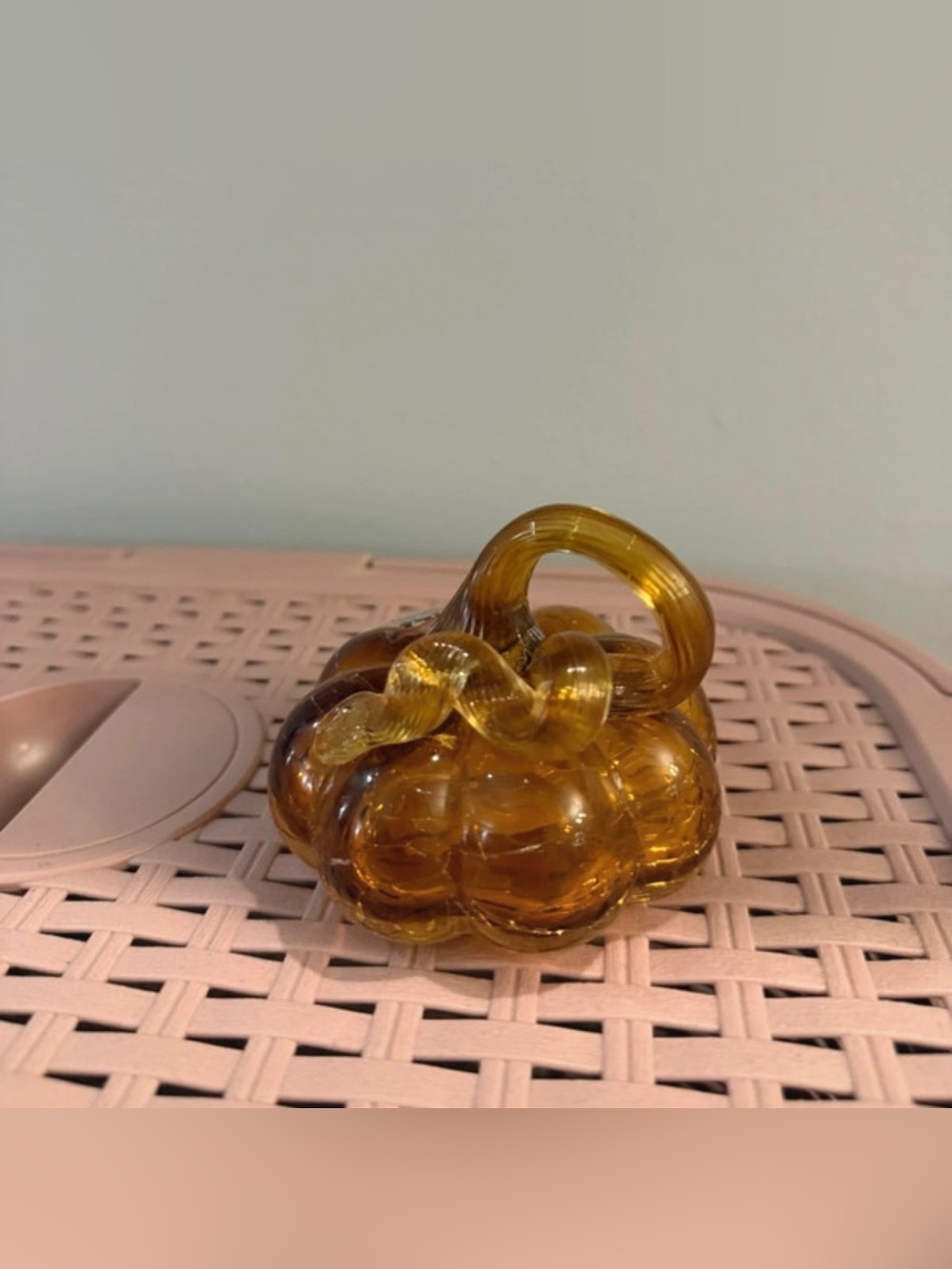 Amber Glass Pumpkin Decorative Accent